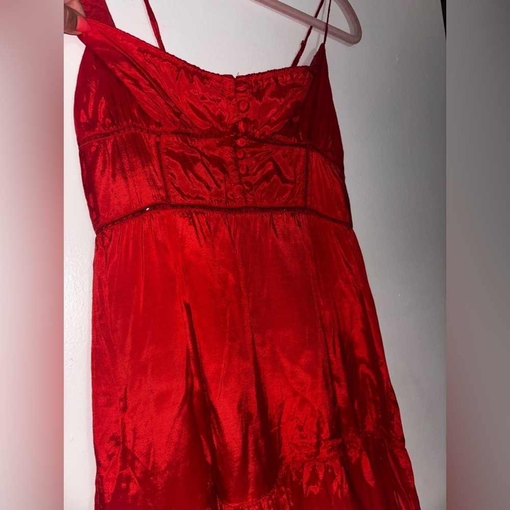 Urban Outfitters Vibrant Red Button-Up Top - Picture 1 of 3